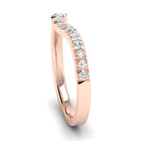 Fairtrade Rose Gold Diamond Set Fitted Wedding Ring to fit an Emerald Cut Diamond Engagement Ring