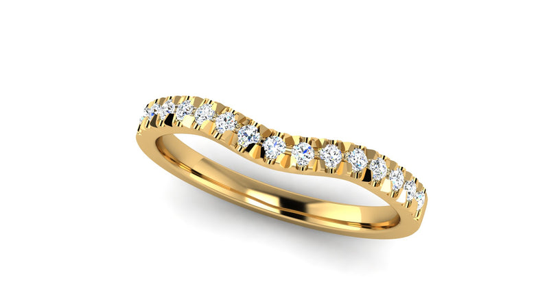 Fairtrade Yellow Gold Diamond Set Fitted Wedding Ring to fit a Round Brilliant Cut Diamond Engagement Ring