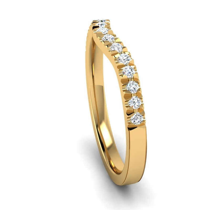 Fairtrade Yellow Gold Diamond Set Fitted Wedding Ring to fit a Round Brilliant Cut Diamond Engagement Ring