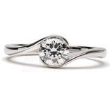 Ethically Sourced Platinum Crossover Solitaire Diamond Engagement Ring