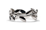 Fairtrade White Gold Leaf Wave Ring