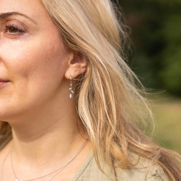 Ethically Sourced Platinum Petal Drop Hoops