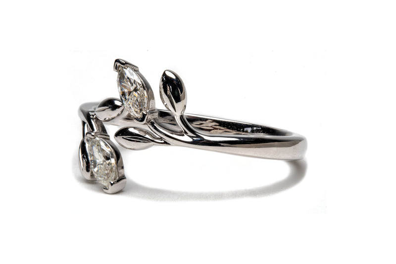 Fairtrade White Gold Lab Grown Diamond Wrap Around Leaf Ring