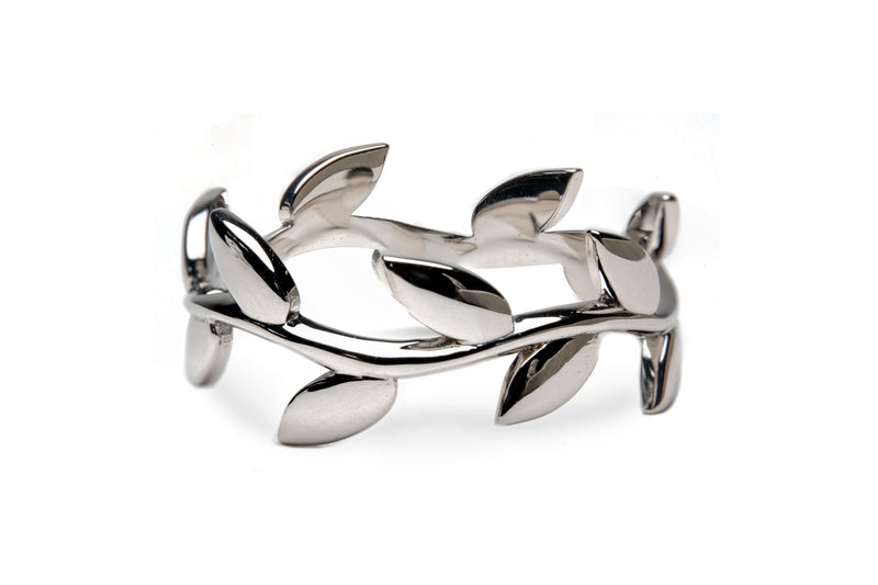 Fairtrade White Gold Leaf Wave Ring