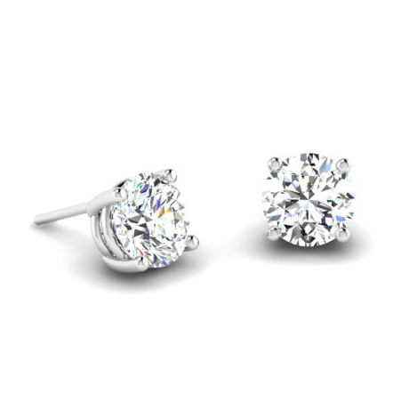 Fairtrade 18ct White Gold Lab Grown Round Brilliant Cut Diamond Stud Earrings