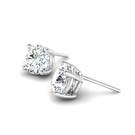 Fairtrade Silver Lab Grown Round Brilliant Cut Diamond Stud Earrings