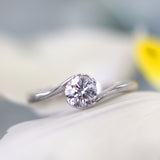 Ethically Sourced Platinum Crossover Solitaire Diamond Engagement Ring