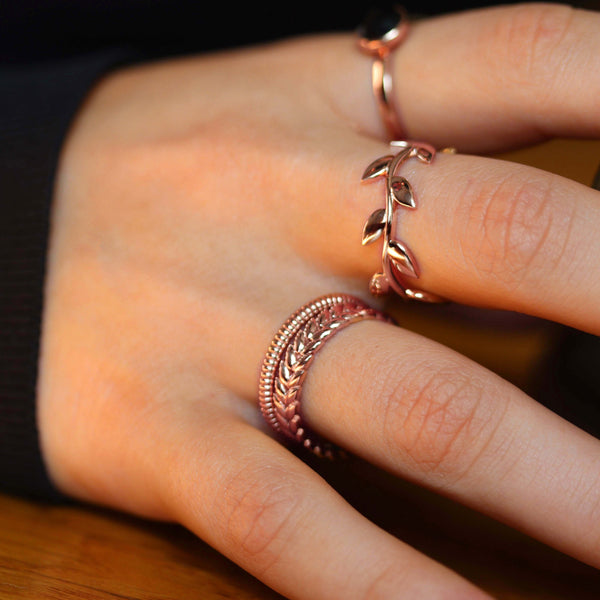 Fairtrade Rose Gold Leaf Wave Ring