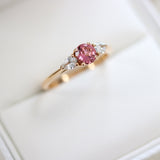 Fairtrade Rose Gold Pink Tourmaline and White Sapphire Trilogy Engagement Ring