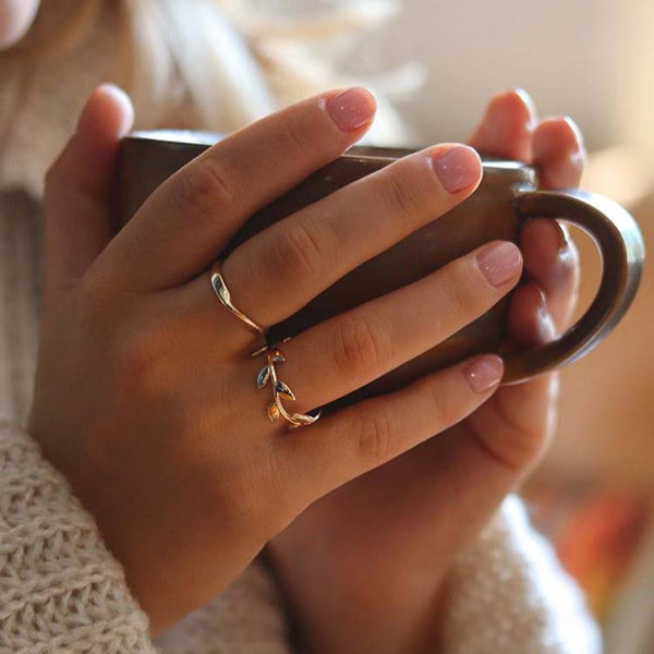 Fairtrade Yellow Gold Leaf Wave Ring