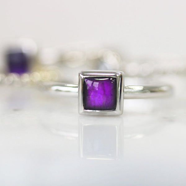 Ethically-sourced Platinum TRUST Amethyst Stacking Ring