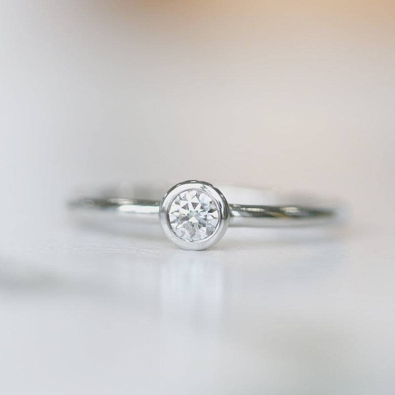 Ethically-sourced Platinum Solitaire Lab Diamond April Birthstone Ring