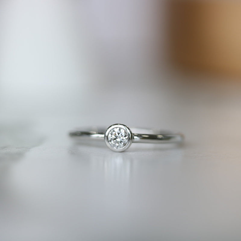 Fairtrade White Gold Solitaire Lab-created Diamond April Birthstone Ring