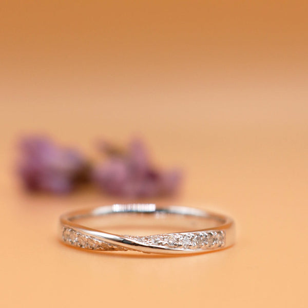 Ethically-sourced Platinum Lab Grown Diamond Set Twisted Wedding Ring