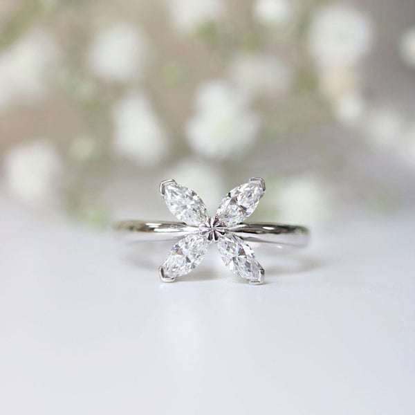 Ethically Sourced Platinum Lab Grown Diamond Petal Ring