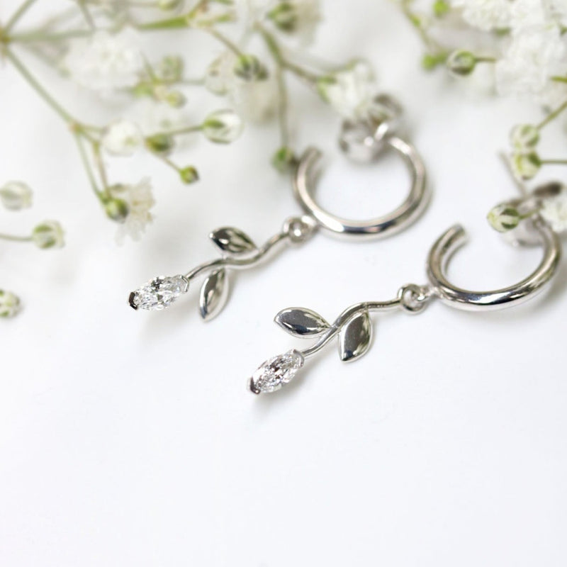 Fairtrade Silver Petal Drop Hoop Earrings