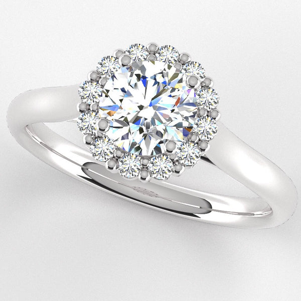 Ethically Sourced Platinum Round Brilliant Cut Lab Created Diamond Halo Engagement Ring