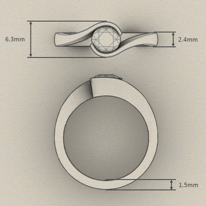 Ethically Sourced Platinum Crossover Solitaire Diamond Engagement Ring