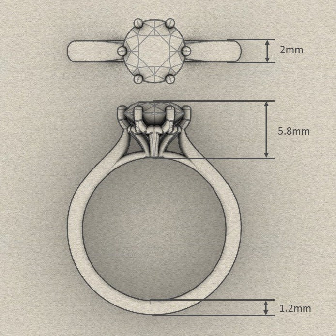 Ethically Sourced Platinum Six Claw Solitaire Lab Diamond Engagement Ring