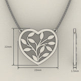 Ethically Sourced Platinum Heart Petal Pendant