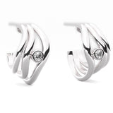 Fairtrade White Gold Organic Wave Lab Grown Diamond Hoop Earrings