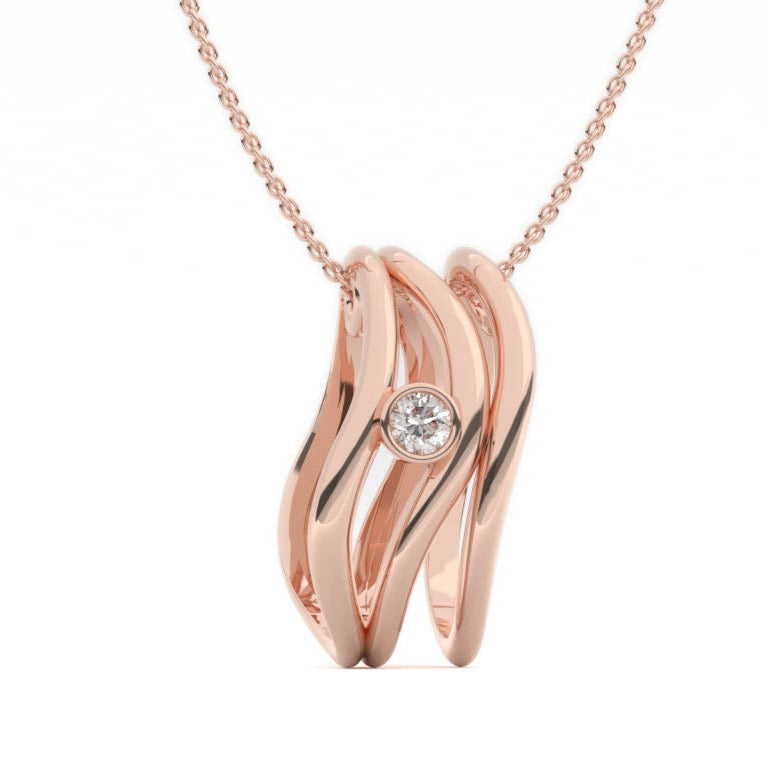 Fairtrade Rose Gold Organic Wave Lab Grown Diamond Pendant