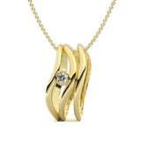 Fairtrade Yellow Gold Organic Wave Lab Grown Diamond Pendant