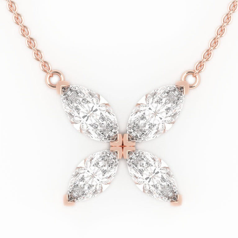 Fairtrade Rose Gold Lab Diamond Petal Pendant