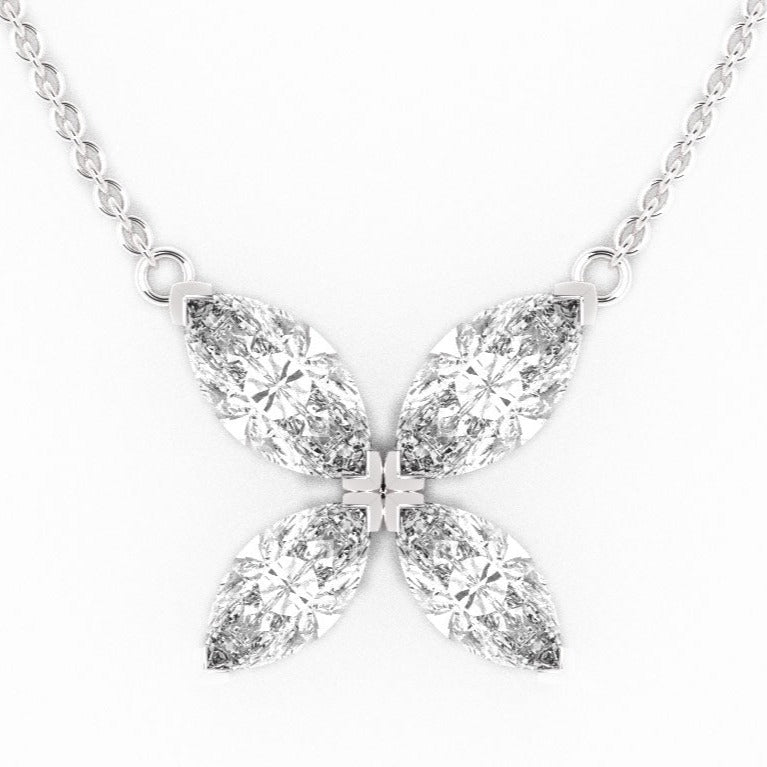 Fairtrade White Gold Lab Diamond Petal Pendant