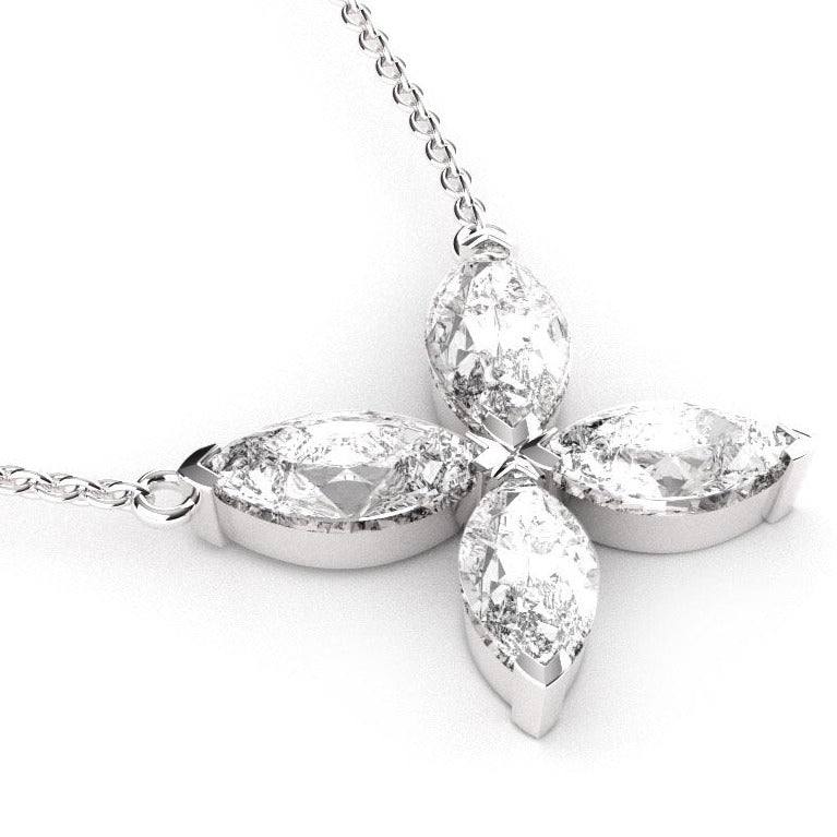 Fairtrade White Gold Lab Diamond Petal Pendant