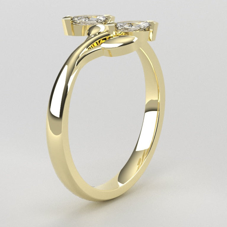 Fairtrade Yellow Gold Lab Grown Diamond Wrap Around Leaf Ring