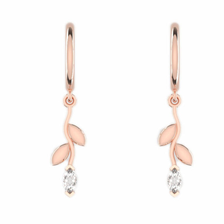 Fairtrade Rose Gold Petal Drop Hoop Earrings