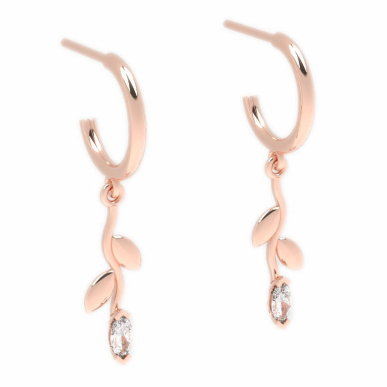 Fairtrade Rose Gold Petal Drop Hoop Earrings