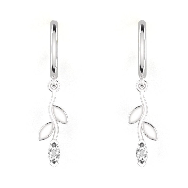 Fairtrade White Gold Petal Drop Hoop Earrings