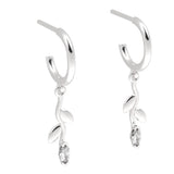 Fairtrade White Gold Petal Drop Hoop Earrings