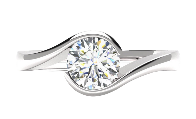 Ethically Sourced Platinum Crossover Solitaire Diamond Engagement Ring