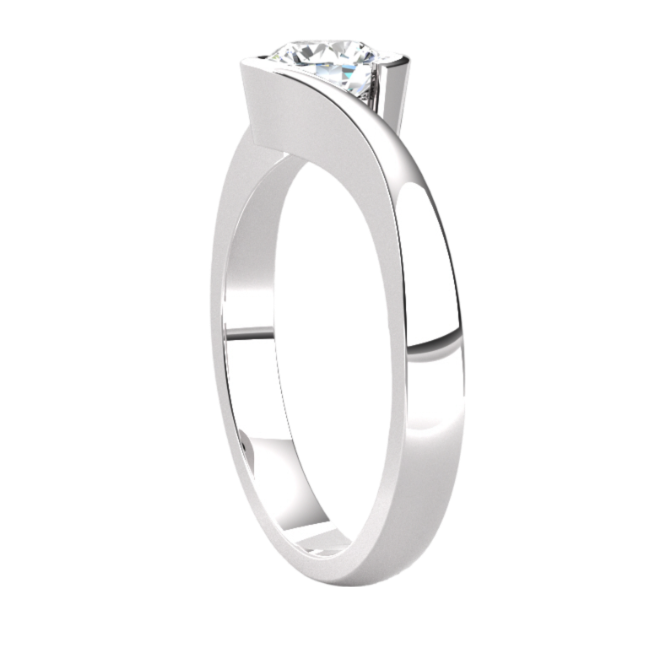 Ethically Sourced Platinum Crossover Solitaire Diamond Engagement Ring