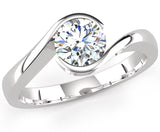 Ethically Sourced Platinum Crossover Solitaire Diamond Engagement Ring