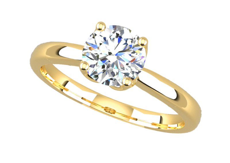 Fairtrade 18ct Yellow Gold Four Claw Solitaire Lab Diamond Engagement Ring