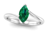 Ethical Platinum Solitaire Marquise Cut Lab Grown Emerald Engagement Ring