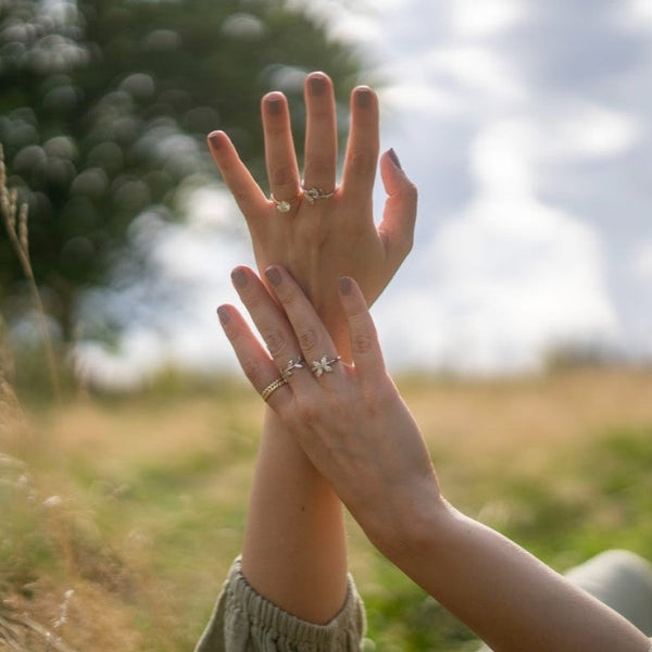 Fairtrade Silver Lab Grown Diamond Petal Ring