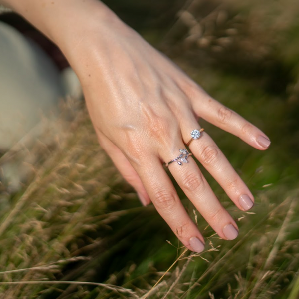 Ethically Sourced Platinum Lab Grown Diamond Wrap Around Leaf Ring