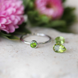 Fairtrade White Gold Solitaire Peridot August Birthstone Ring