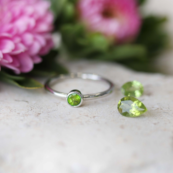 Fairtrade Silver Solitaire Peridot August Birthstone Ring