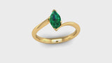 Ethical Platinum Solitaire Marquise Cut Lab Grown Emerald Engagement Ring