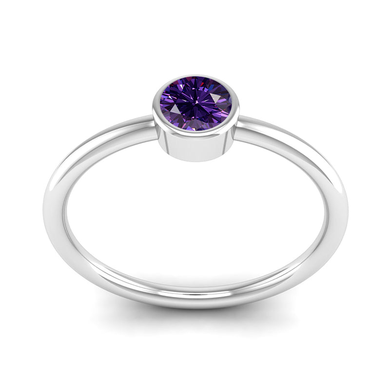 Fairtrade Silver Solitaire Amethyst February Birthstone Ring, Jeweller's Loupe