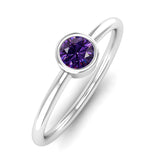 Ethically-sourced Platinum Solitaire Amethyst February Birthstone Ring, Jeweller's Loupe