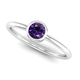 Ethically-sourced Platinum Solitaire Amethyst February Birthstone Ring, Jeweller's Loupe