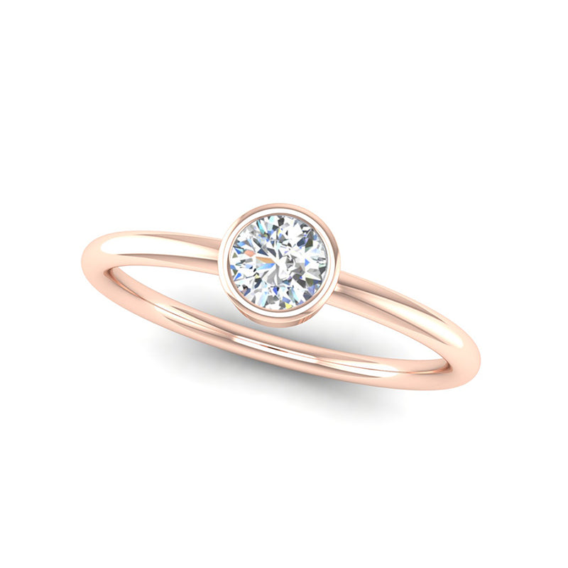 Fairtrade Rose Gold Solitaire Round Brilliant Cut Lab Diamond Birthstone Ring