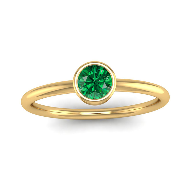 Fairtrade Yellow Gold Solitaire Emerald May Birthstone Ring